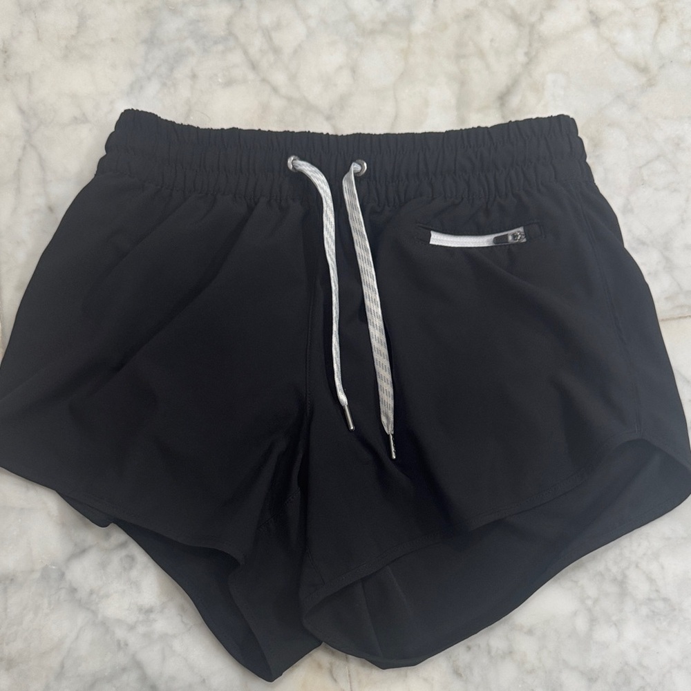 Vuori Women's Black Athletic Shorts with White Accents